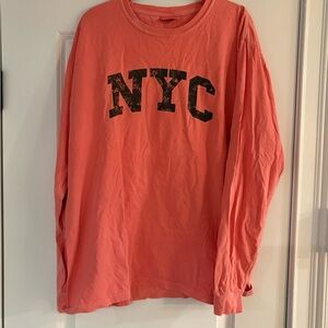 Women’s Comfort Colors Orange Long Sleeve Shirt NYC Size Large